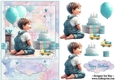 Little Boy Birthday Candles A5 Topper and Decoupage