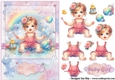 Baby Girls Puddles and Bubbles A5 Topper and Decoupage