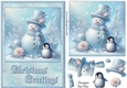 Glittery Snowman and Penguin A5 Card Front and Decoupage