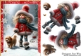 Walking my Havanese Dog in the Snow A5 Card Front & Decoupage