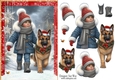 Walking My German Shepard Dog in the Snow A5 Card Front & Decoupage