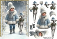 Walking My Greyhound in the Snow A5 Card Front & Decoupage