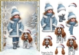 Walking My King Charles Cavalier in the Snow A5 Card Front & Decoupage