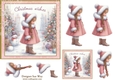 Christmas Wishes Girl in a Pink Coat 6 inch Card Front & Decoupage