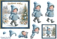Christmas Wishes Happy Little Boy 6x6 inch Card Front, Decoupage & Gift Tags