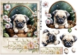 Pug Puppy in a Bucket  A5 Card Front and Decoupage