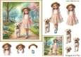Girl Walking her Labrador in the Park 6 inch Card Front, Gift tag & Decoupage