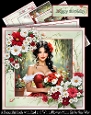 A Beautiful Lady with Red and White Flowers Mini Kit