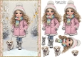 Walking My Puppy in the Snow A5 Card Front & Decoupage