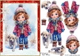 Child Walking The Dog in the Snow A5 Card Front & Decoupage