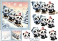 Christmas Pandas in the Snow 6 inch Card Front & Decoupage
