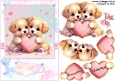 Sweet Love Heart Puppies A5 Card Front and Decoupage