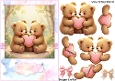 Sweet Love Heart Bears A5 Card Front and Decoupage