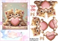 Sweet Love Heart Kittens A5 Card Front and Decoupage