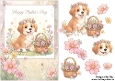 Sweet Little Flower Dog Happy Mothers Day A5 Card Front and Decoupage