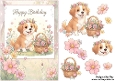Sweet Little Flower Dog Happy Birthday A5 Card Front and Decoupage