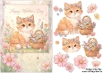 Sweet Little Flower Cat Happy Mothers Day A5 Card Front and Decoupage