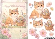 Sweet Little Flower Cat Happy Mothering Sunday A5 Card Front and Decoupage