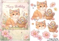 Sweet Little Flower Cat Happy Birthday A5 Card Front and Decoupage