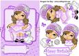 Dolly in a Lilac Hat with Her Cat Card Front