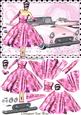 Rock & Roll Lady & Her Pink T-bird Car Decoupage