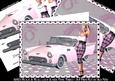 1950s Rock and Roll Lady and Her Pink T-bird A4 Mini Kit