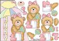Baby Shower Girl Bear with Word Card Front and Decoupage
