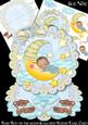 Baby Boy on the Moon Dark Skin Scalloped Round Easel Card