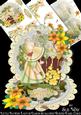 Little Flower Lady in Lemon Scalloped Round Easel Card