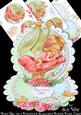Baby Girl on a Toadstool Scalloped Round Easel Card