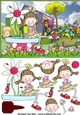 Flower Pot Girl  in the Garden Card Front and Decoupage