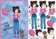 Its your Birthday! Fashion Girl & her Pup Card Front & Decoupage