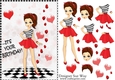 Its your Birthday! Fashion Girl Love Hearts Card Front & Decoupage