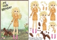 Its your Birthday! Fashion Girl Walking the Dog Card Front & Decoupage