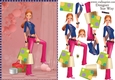 Shopping Girls! Pink Jeans & Coffee Card Front & Decoupage