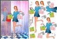 Shopping Girls! Silver Heels Card Front & Decoupage