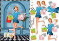 Shopping Girls! Shopping Spree Card Front & Decoupage