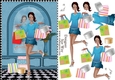 Shopping Girls! Shopping Spree Dark Skin Card Front & Decoupage