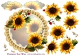 Stunning Sunflowers Scalloped Round Card Topper