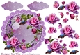 Lilac Moonlight Rose Scalloped Round Topper & Decoupage