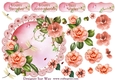Pretty Pale Peach Camellia Scalloped Round Card Topper & Decoupage