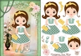 Retro Fashionista! And her Cat A5 Card Front & Decoupage