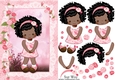 Cute Little Pink Flowers Ethnic Lady A5 Card Front and Decoupage