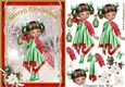 Sweet Little Merry Christmas Lantern in the Snow Red & Green A5 Card Front & Decoupage
