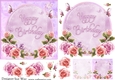 Pretty Happy Birthday Roses Card Front, Topper and Decoupage