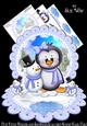 Cute Little Penguin and Snowman Scalloped Round Easel Card