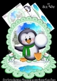 Cute Little Snowball Penguin Scalloped Round Easel Card