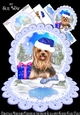 Christmas YorkshireTerrier in the Snow Scalloped Round Easel Card