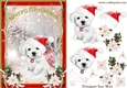 Sweet Little White Christmas Puppy in the Snow A5 Card Front & Decoupage