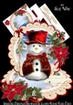 Sparkling Christmas Snowman Scalloped Round Easel Card